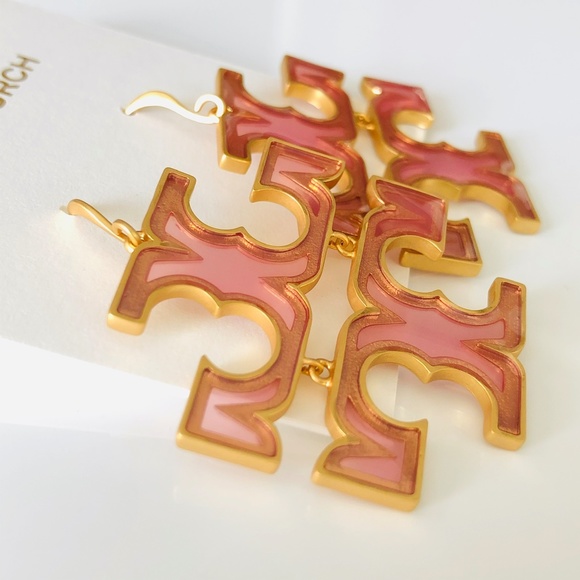 Tory Burch Double T-Logo Transparent Glass Earring - Picture 2 of 5